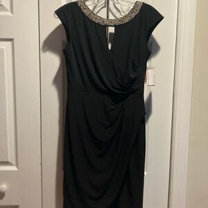 Short black evening dress w/crystal neckline SZ 6